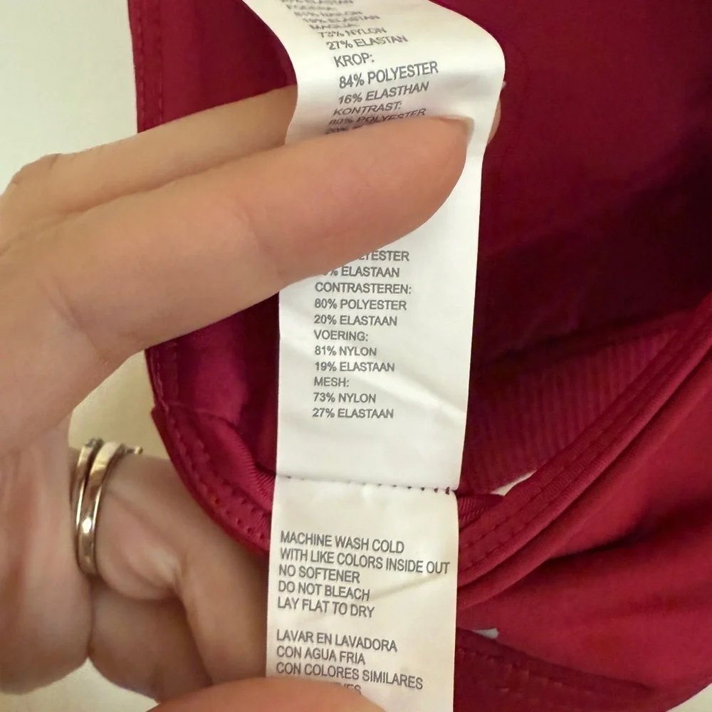 Fabletics Paige Low Impact Sports Bra Red Silver XL Women’s Large